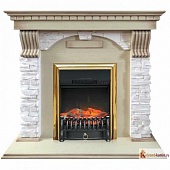 Каминокомплект Royal Flame Dublin арочный сланец шампань (слоновая кость)+Fobos FX Brass